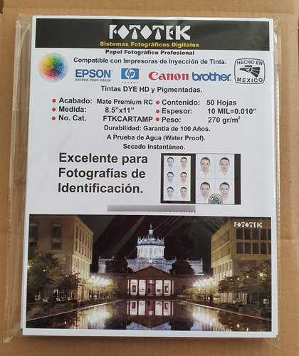 Papel Fotográfico Carta Mate Premium Rc 50 Hojas