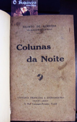 Colunas Da Noite - Filinto De Almeida - 1ª Edição (Usado)