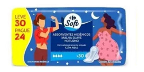 Absorvente Noturno Carrefour Soft Com Abas Leve 30 Pague 24