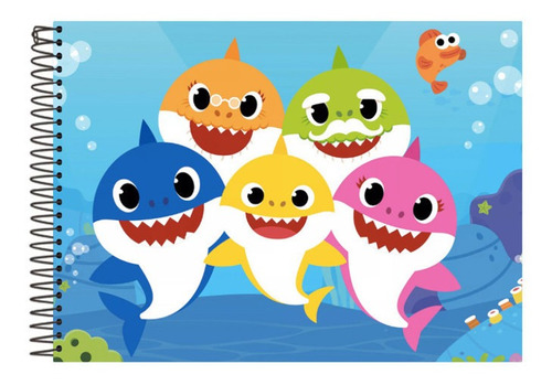 Caderno De Desenho Artes Baby Shark Personalizado 96 Fls