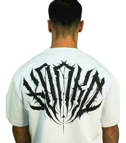 Polera Oversize Manga C Hombre Flex Cotton Blanca Hard Konko