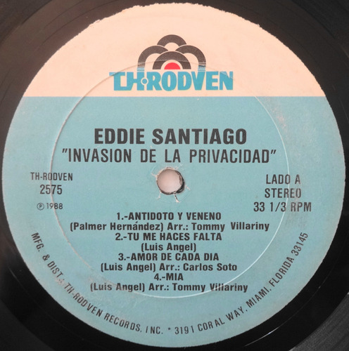 Eddie Santiago Invasión De La Privacidad Lp Importado