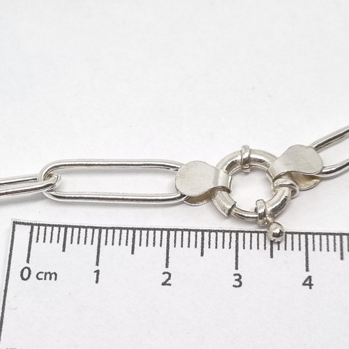 Imagen 7 de 8 de Cadena Plata Eslabon Oval Con Marinero 50 Cm