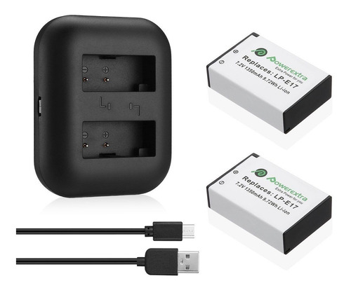 2 X Batería Lp-e17 + Dual Usb Cargador Para Canon Eos M3 M5 