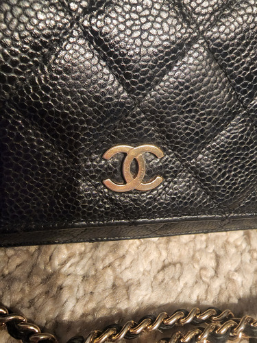 Bolsa Chanel Original Woc Wallet On Chain Crossbody Usada Negro Lisa Oro Negro (Usado)
