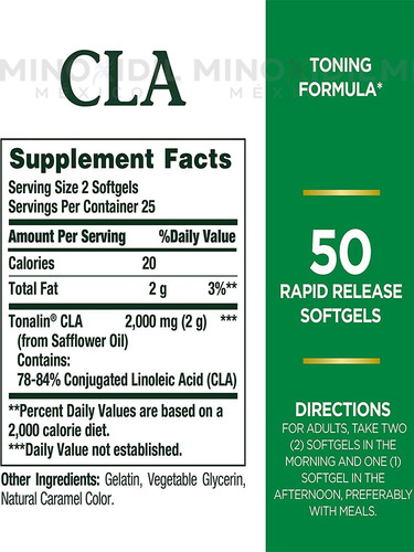 Suplemento En Cápsulas Nature's Bounty Cla 1000mg Ácido Linoleico Conjugado En Pote De 0ml 50 Un