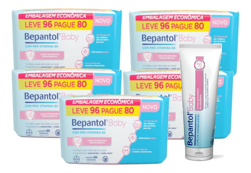 Kit 1 Pomada Assadura + 5 Lenços Umedecidos 96un - Bepantol