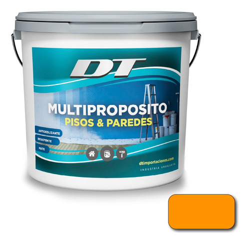 Pintura De Pisos Y Paredes Multipropósito 4 Lt. | 15 Colores Acabado Mate Color Naranja