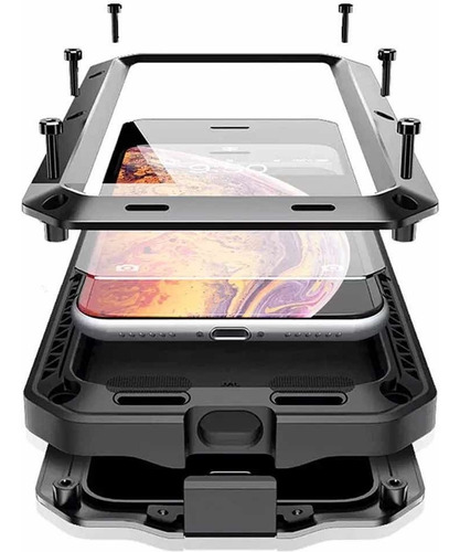 Funda Uso Rudo Para iPhone XS Max Xr Xs X Metal Alto Impacto