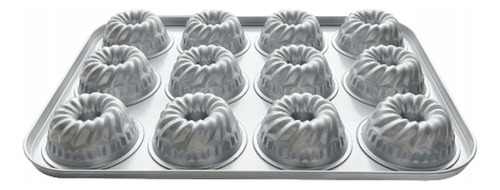 Molde Mini Bundt Acero 36x26cm Patisse Color Plateado