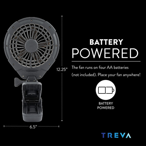 Ventilador Clip O2cool Treva De 12,7 Cm, Bateria De 2 Veloci