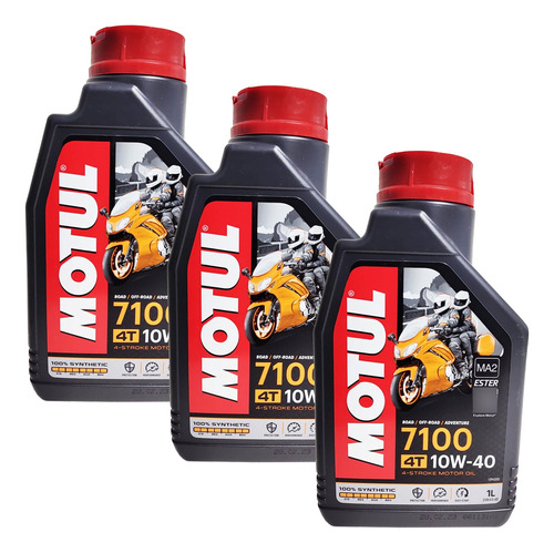 Kit 03 L Oleo Motor Motul Sintetico 10w40 7100 4t Enduro