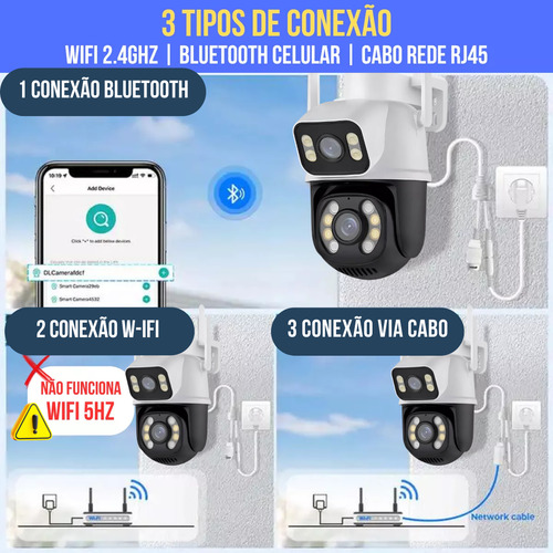 Câmera Dupla Segurança Ip Wifi Externa Lente 6mp App Yoosee