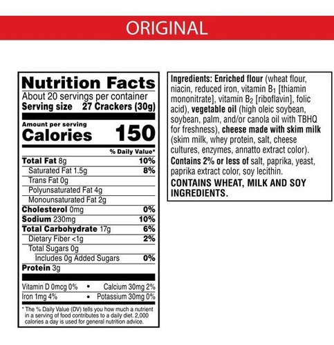 Cheez-it,cheese Galleta Salada, Original ,595grs.