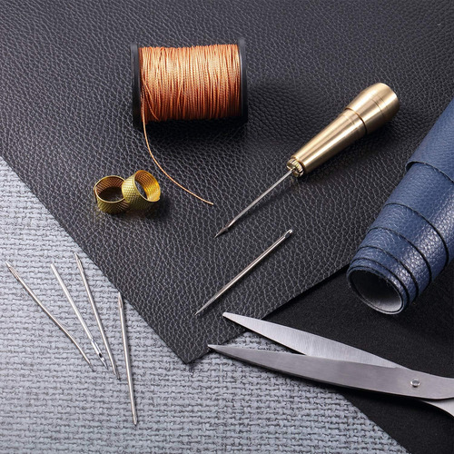 Kit De Herramientas Para Reparar Cuero: 6 Agujas, Hilo Nylon