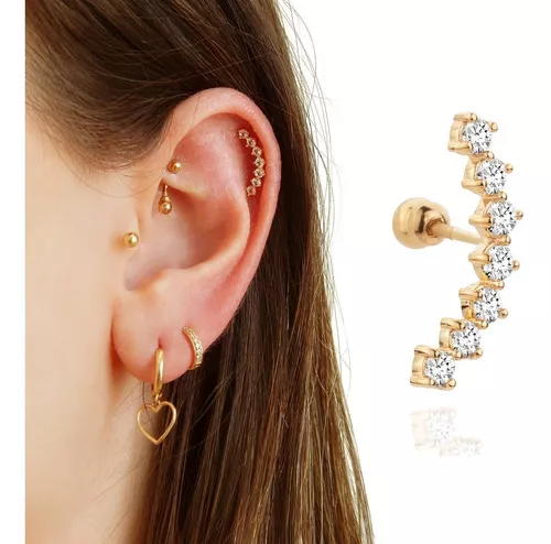 Piercing orelha helix par ouro 18 k e zirconia