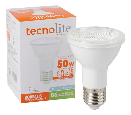 Foco Tecnolite Led Borealis E27 Luz De Dia Par20 9w Color de la luz 6 500 K