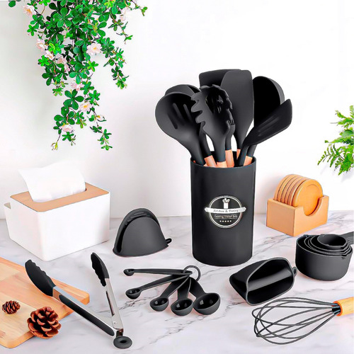 Utensílios De Cozinha Resistente Pretoconcha Colher Silicone