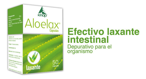Imagen 3 de 5 de Laxante Aloelax, Rápido, Efectivo Y Natural 50 Cápsulas