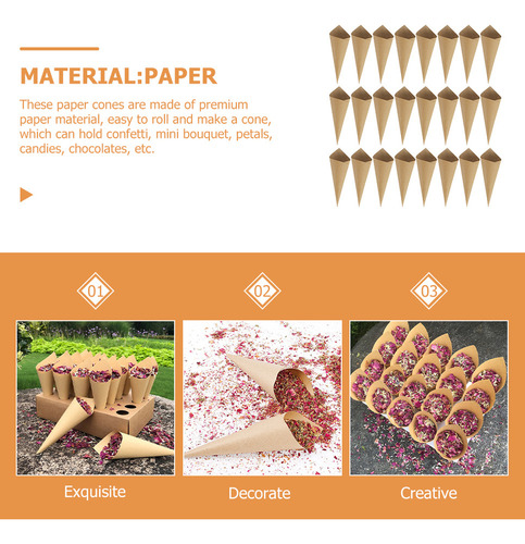 Cones De Papel Para Candy Buffet Kraft Paper 120 Unidades