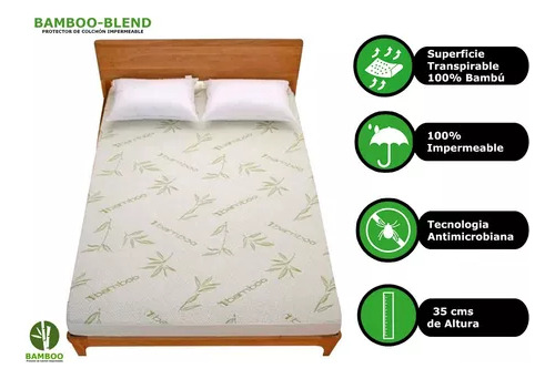 Matress Cover Funda Antiacaros Impermeable Bamboo Individual