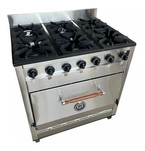 Cocina Industrial Pevi De 6 Hornallas Acero Inox 85 Cm