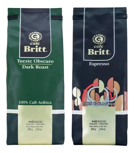Cafe Britt Combo 2 Paquetes Cafe Espreso Y Tueste Oscuro