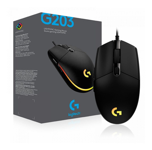 Imagen 5 de 6 de Mouse Con Cable Logitech G203 Gaming Rgb Lightsync Negro