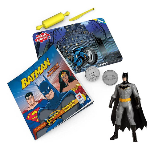 Kit Livro Batman + Massinha + Boneco Batman 40cm