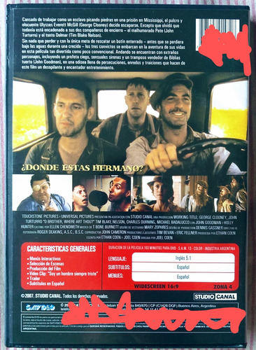 Dónde Estás Hermano? Dvd Original Casi Sin Uso (Usado)