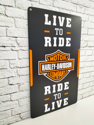 Vintage Harley Davidson Ride To Live Letrero De Metal