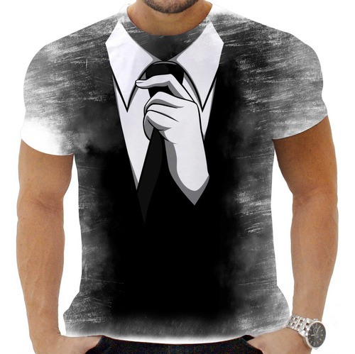 Camiseta Camisa Desgaste Arte Gravata Preta Moda Social