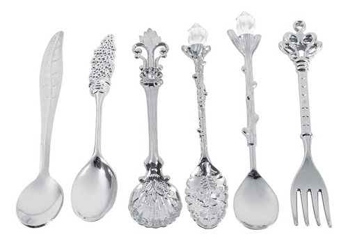 6 Unids/set Mini Cucharas De Café De Metal De Estilo Real Vi