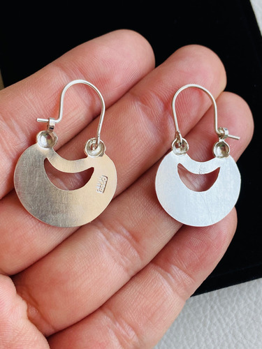 Aros De Plata 950 Mapuche Chaway 1 Media Luna Hecho A Mano
