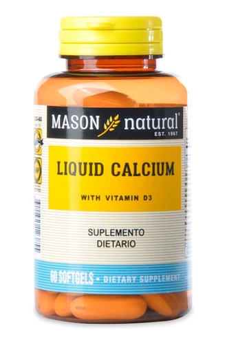 Liquid Calcium Vitamin D3 Mason Natural X 60 Capsulas