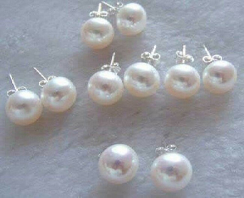 Pendientes De Perla Cultivada Blanca Natural De 10 Mm
