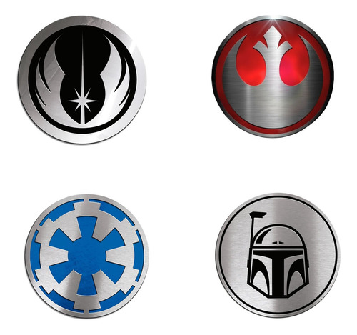 4 Emblemas Inox Jedi Ordem Empire Star Boba Fett Star Wars