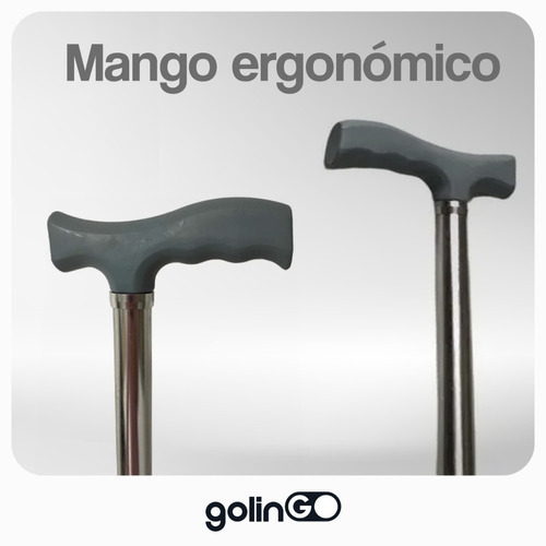 Bastón Ortopédico Ergonómico Ajustable Goma Antiderrapante Color Plateado