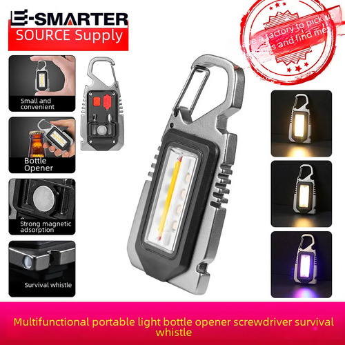Linterna Multifuncion Camping Llavero Abre Botellas Amarillo Gris