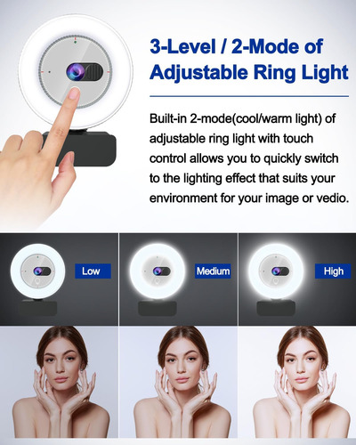 Cámara Web Con Luz - Cámara Web 1080p Para Pc Con Cubierta D