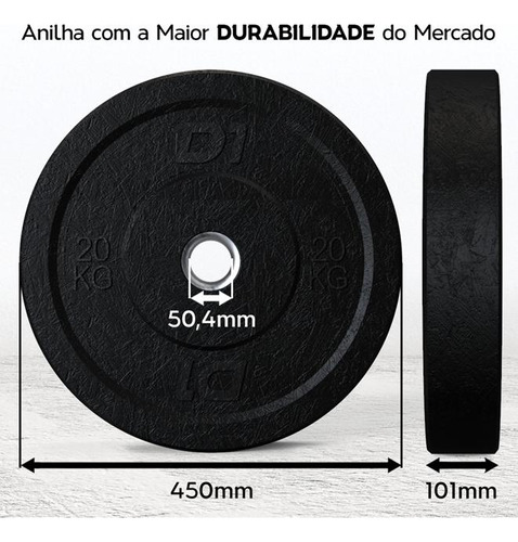 Anilha Bumper Hi Temp All Black 20kg Musculação Academia