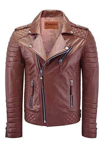 Motociclismo, Chaqueta De Cuero Para Hombre, Hecha A Mano, C