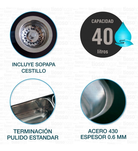Bacha Doble Johnson Para Cocina C37/18 70x37x18 Sin Interes