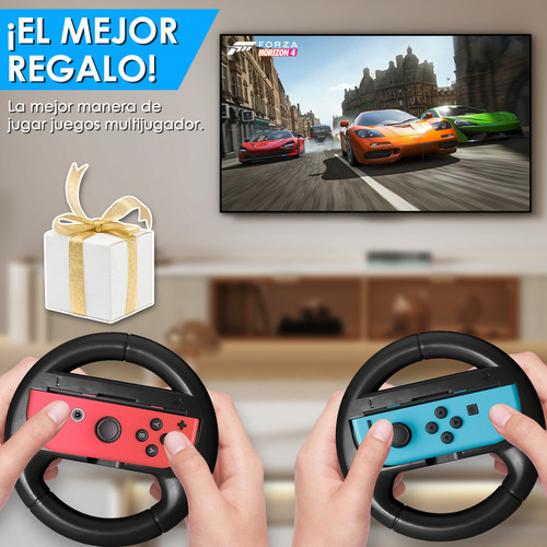 Volante para Nintendo Switch OLED Joy-Con Controller 2 Steering Wheel + 6 Tapas Compatible con OLED Modelo Racing Juegos Armazones Controles Accesorio Universales Diseño Ergonómico