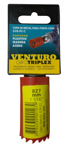 Copa Bimetálica Acero Madera  G/ Triplex 27mm Gtr-27 Venturo