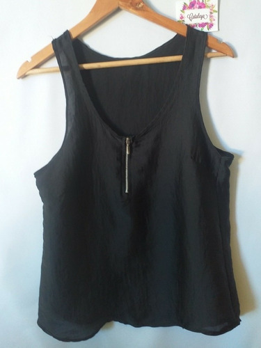 Blusa Negra Satinada Talle 38, Cataleya 