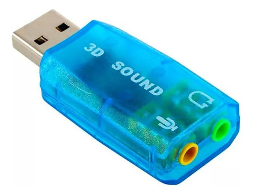 Tarjeta De Sonido Externa Usb 2.0 Audio Virtual Dj 3d 5.1 ® Color Azul