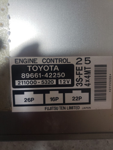 Ecu Pcm Toyota Rav4 1997 2.0 4x2 Estándar (Usado)