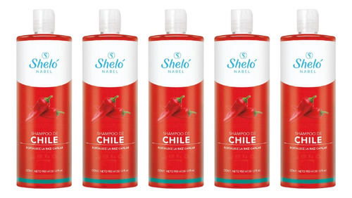 5 Pack Shampoo De Chile 950ml Shelo