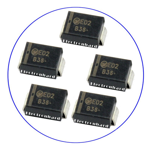 Pack X 5 Mbrs360bt3g B36 Schootky 60v 3a Smb 4,5x4mm = B360b